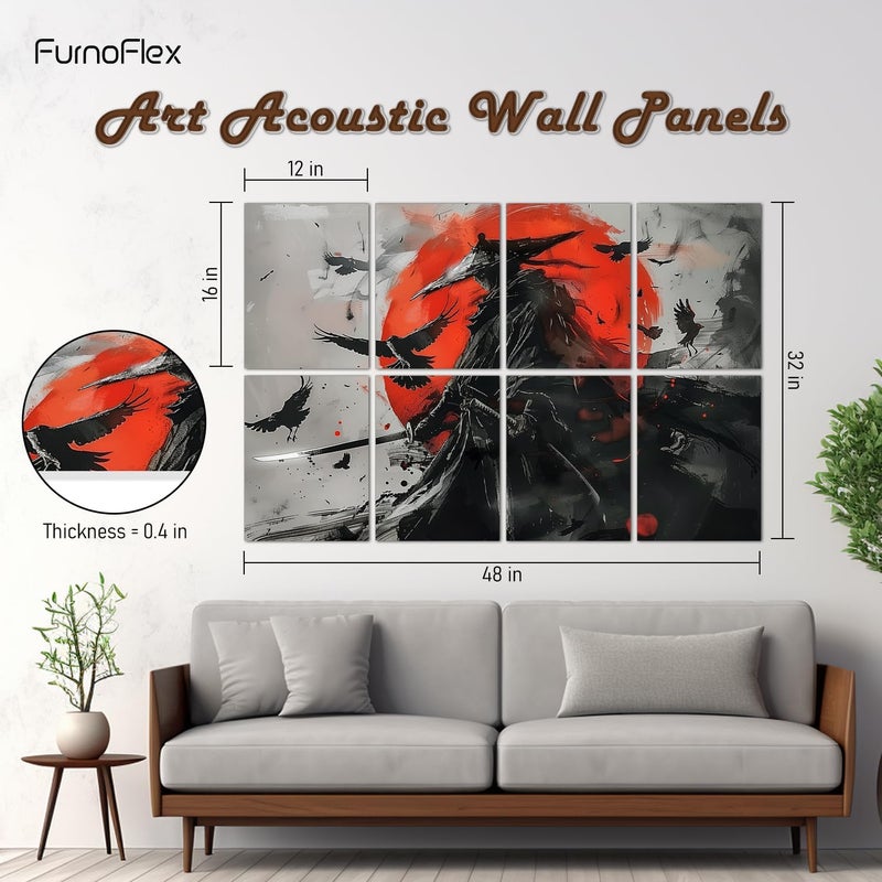 FurnoFlexArt Acoustic Panels Tiles Decorative Room Sound Proof Foam Absorbing Panels Noise Dampening Canceling Reducing Blocker for Walls (Dark Warrior, 48 * 32 in) - Image 2